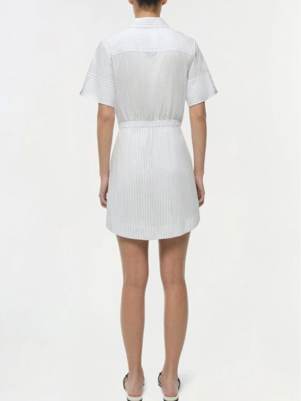 MUST HAVE SIMKHAI Marcy Mini Shirt Dress 2/4/6 White Stripe Cotton Casual - Picture 4 of 12